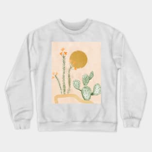 Watercolor Cactus And Flowers Edit Crewneck Sweatshirt